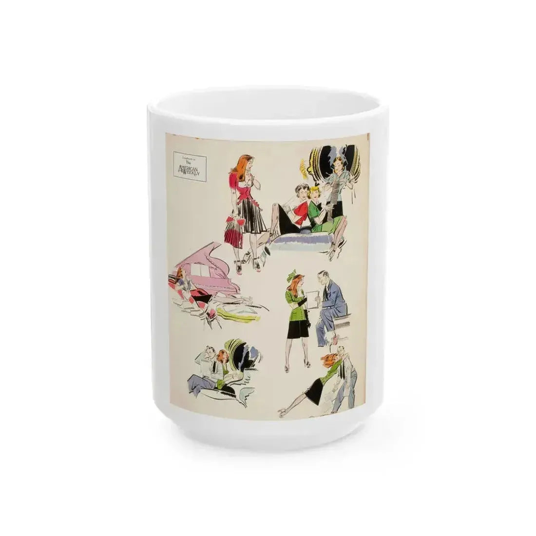 American Weekly illustration - White Coffee Mug 15oz - Go Mug Yourself