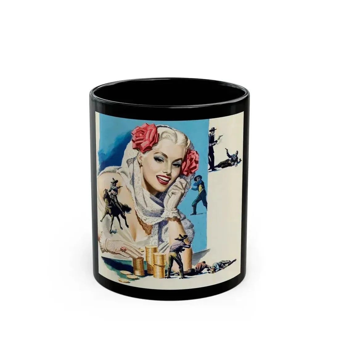 American Weekly Magazine Illustration , c. 1950s - Black Coffee Mug 11oz - Go Mug Yourself