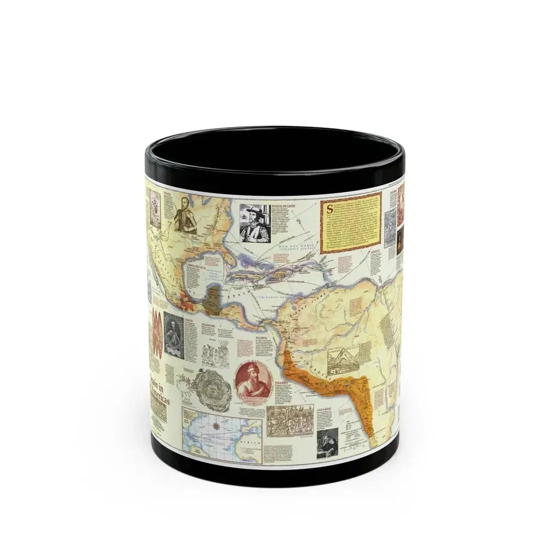 Americas - Spain in the (1992) (Map) Black Coffee Mug 11oz - Go Mug Yourself