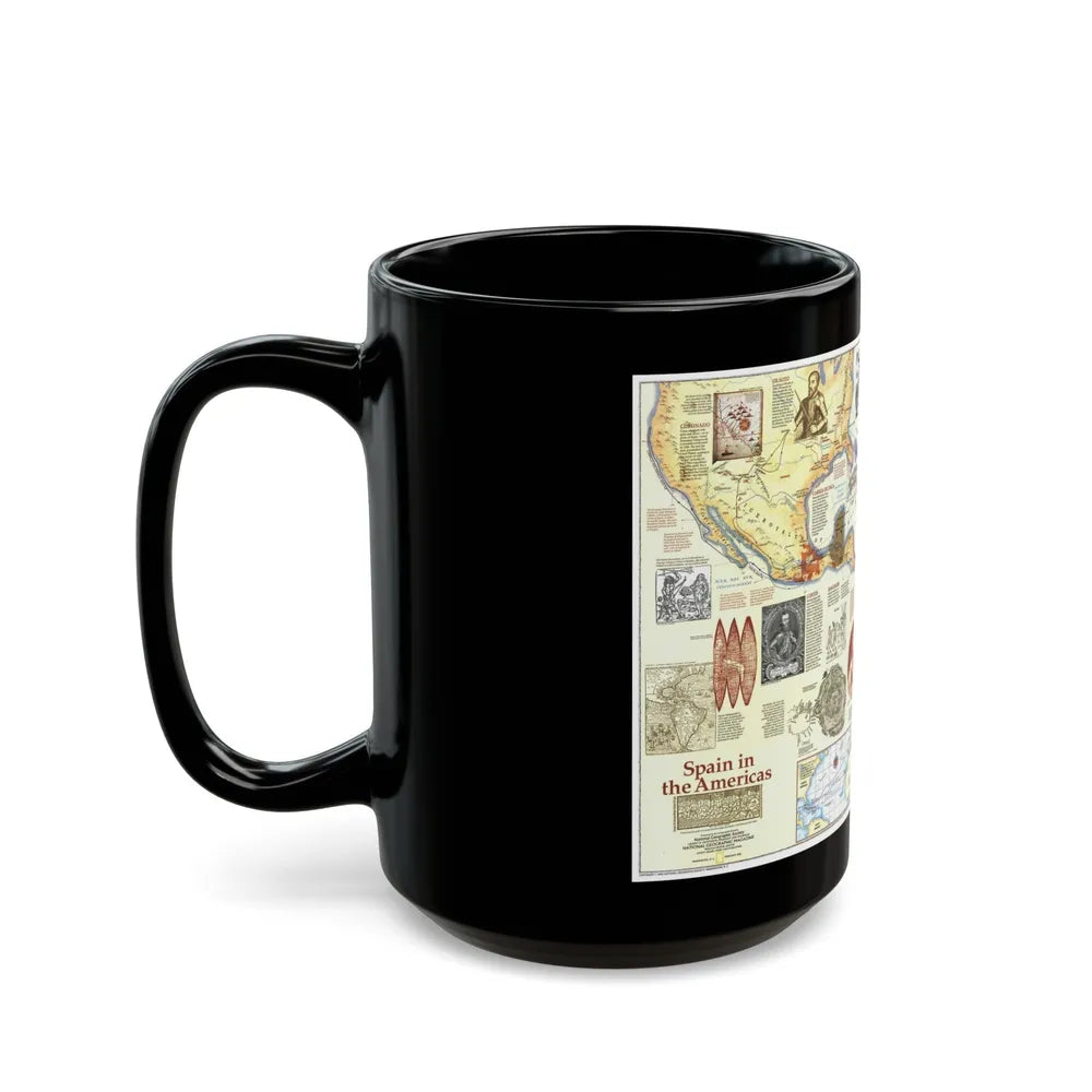 Americas - Spain in the (1992) (Map) Black Coffee Mug-Go Mug Yourself