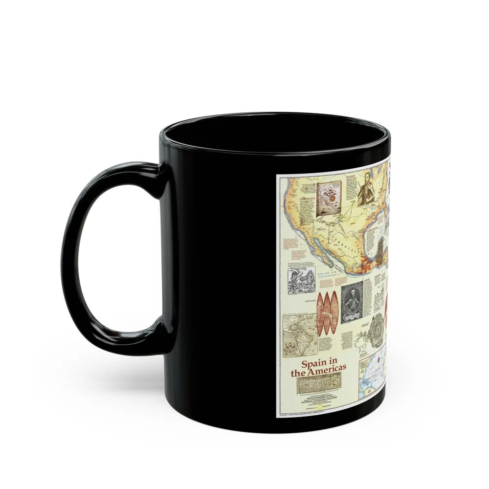 Americas - Spain in the (1992) (Map) Black Coffee Mug-Go Mug Yourself