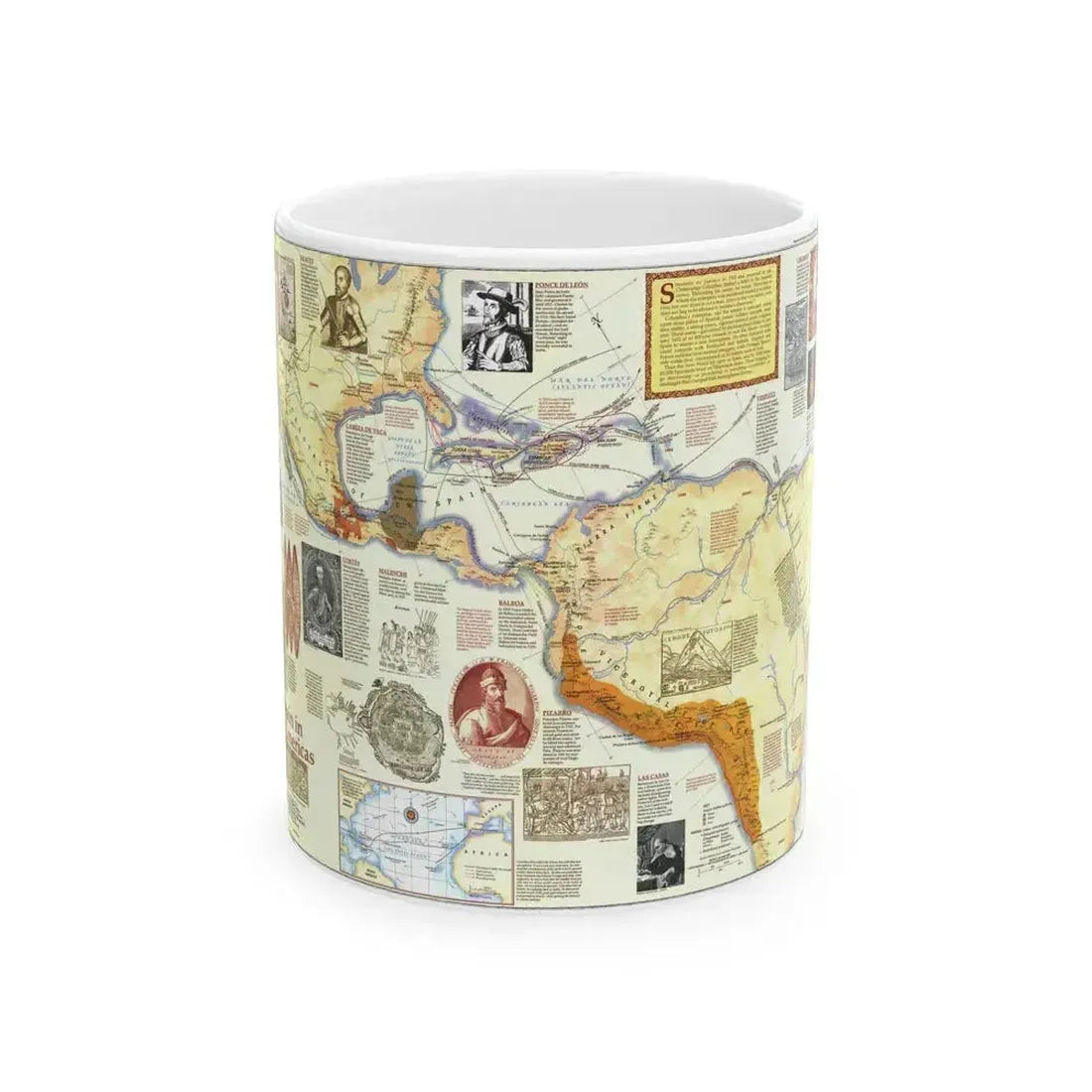 Americas - Spain in the (1992) (Map) White Coffee Mug 11oz - Go Mug Yourself
