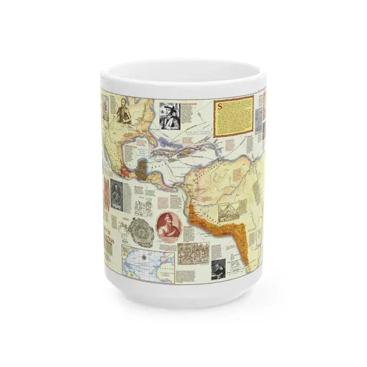 Americas - Spain in the (1992) (Map) White Coffee Mug 15oz - Go Mug Yourself