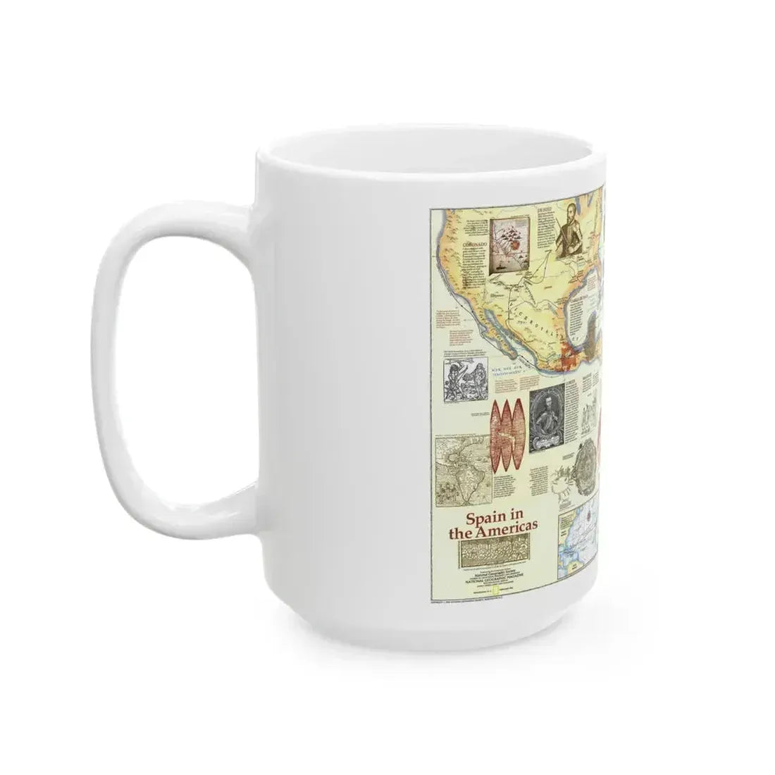 Americas - Spain in the (1992) (Map) White Coffee Mug - Go Mug Yourself