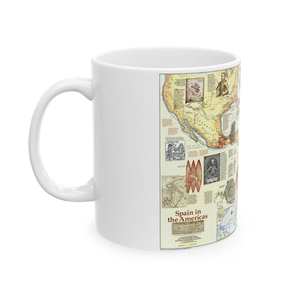 Americas - Spain in the (1992) (Map) White Coffee Mug-Go Mug Yourself