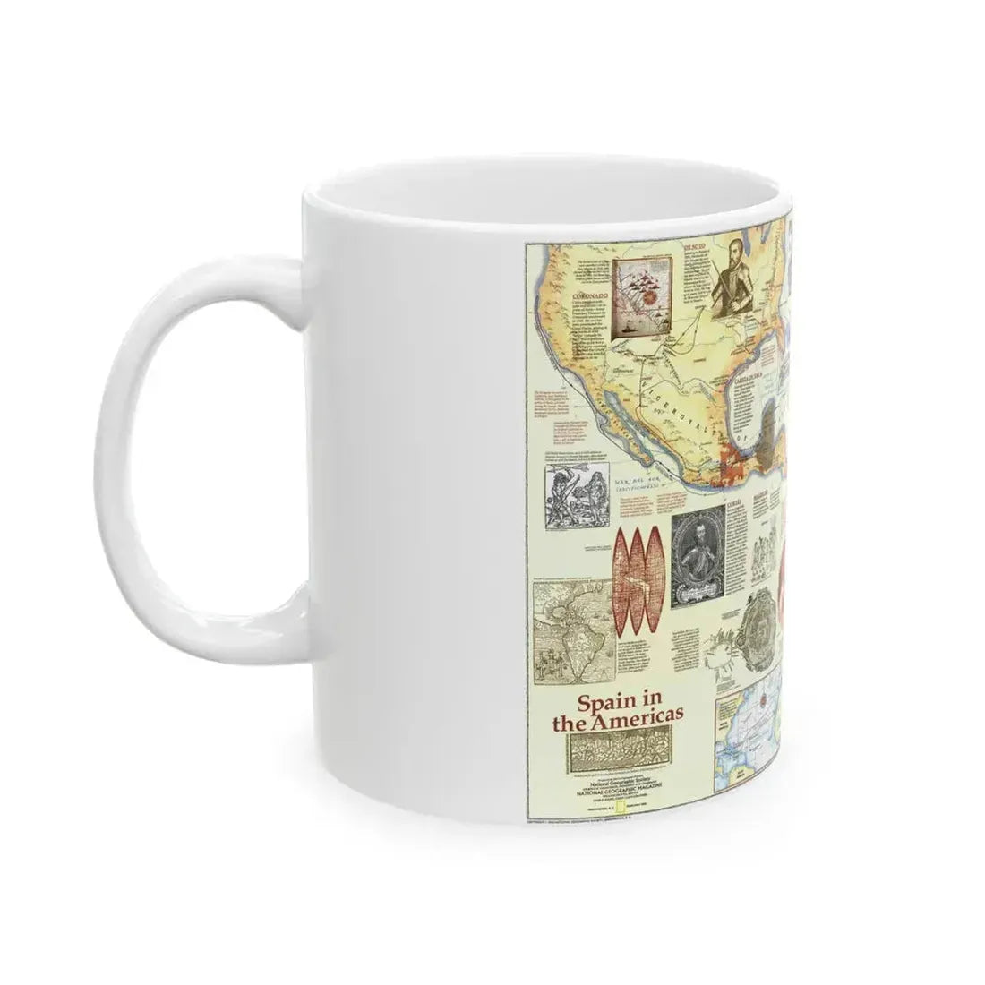 Americas - Spain in the (1992) (Map) White Coffee Mug - Go Mug Yourself