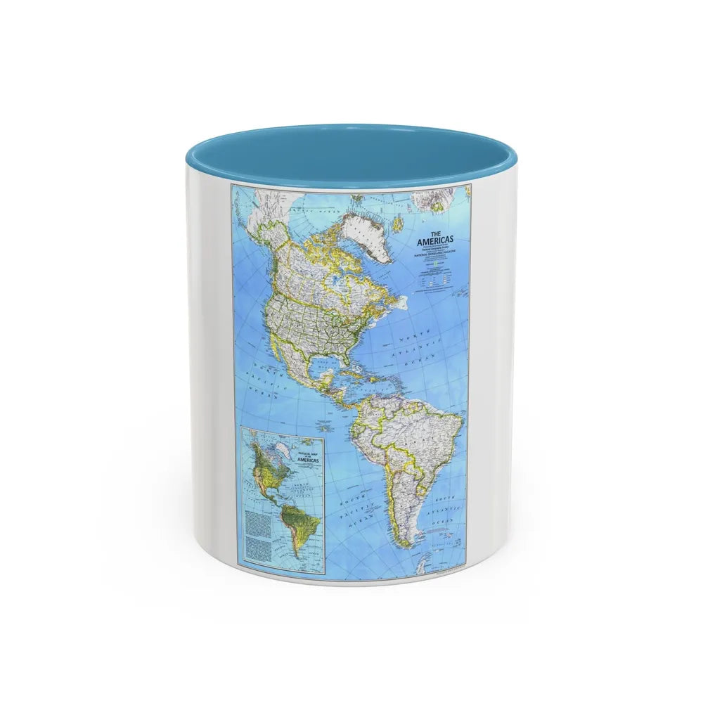 Americas, The (1979) (Map) Accent Coffee Mug-11oz-Light Blue-Go Mug Yourself