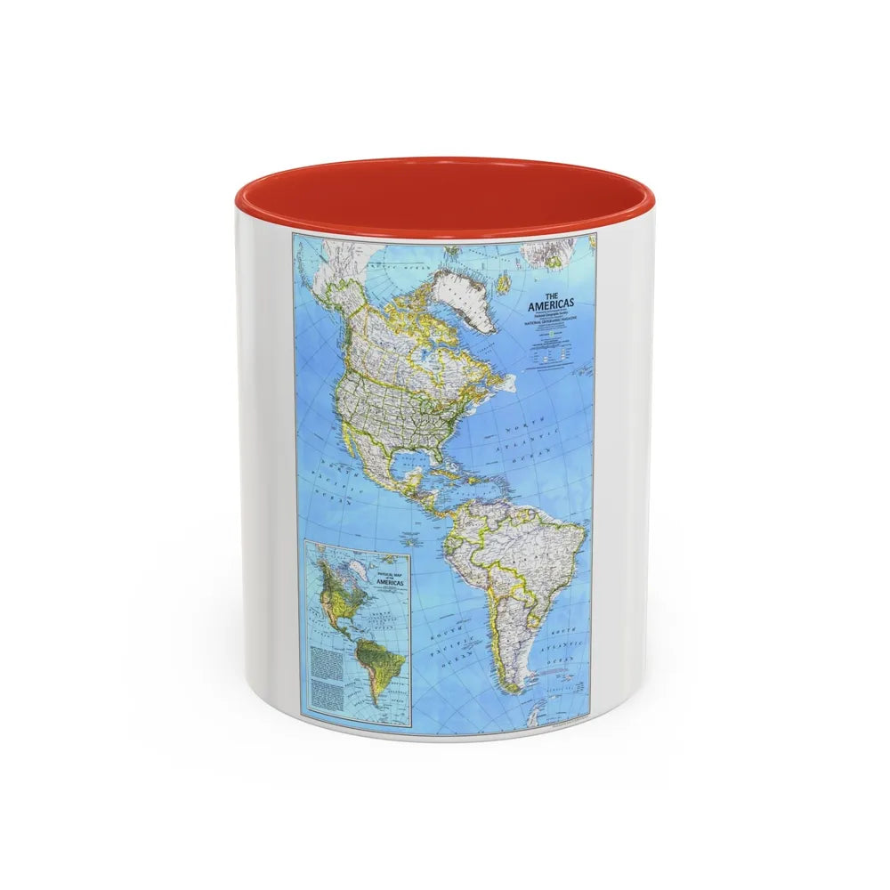 Americas, The (1979) (Map) Accent Coffee Mug-11oz-Red-Go Mug Yourself