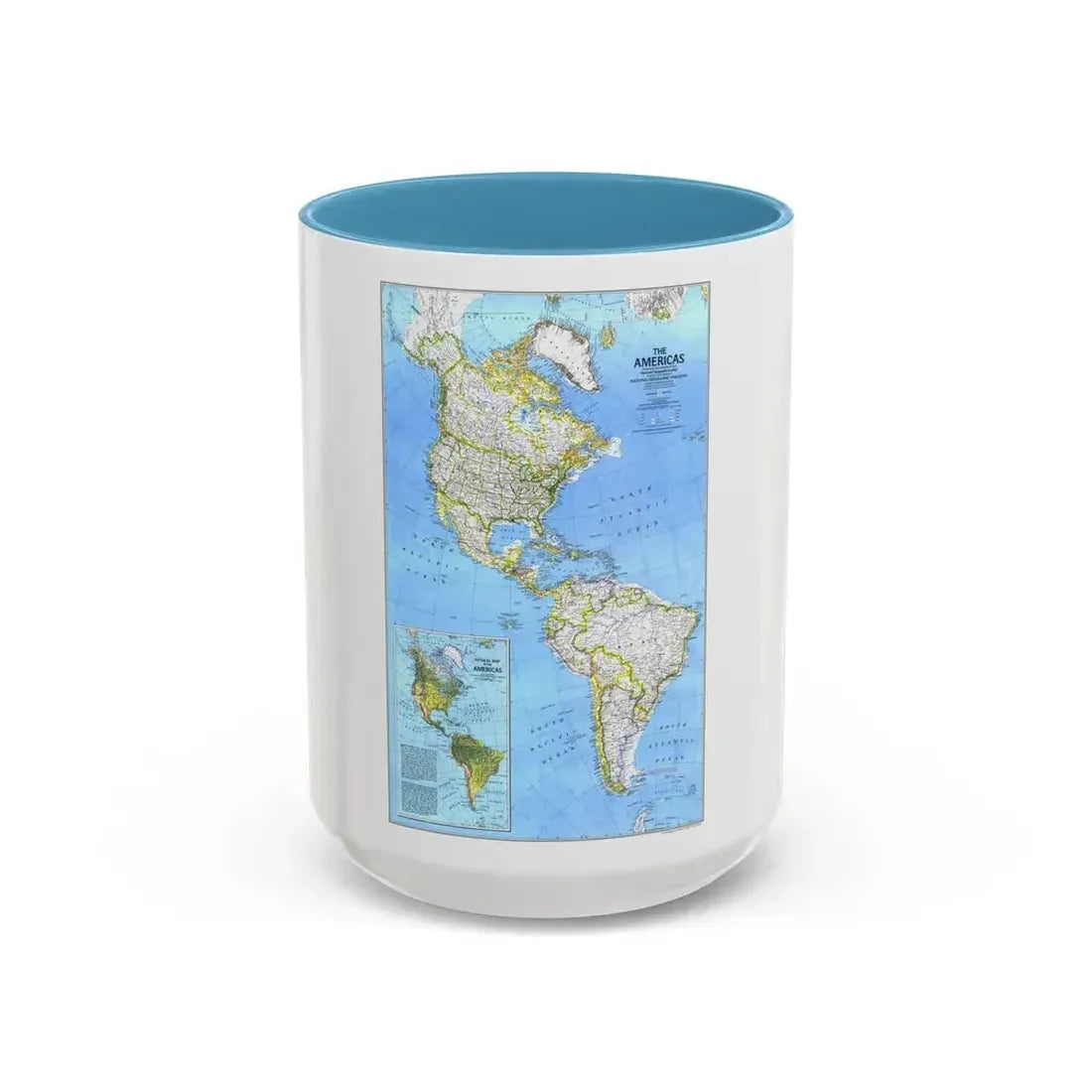 Americas, The (1979) (Map) Accent Coffee Mug 15oz Light Blue - Go Mug Yourself