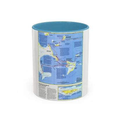 Americas - Threading the Island (1986) (Map) Accent Coffee Mug 11oz Light Blue - Go Mug Yourself