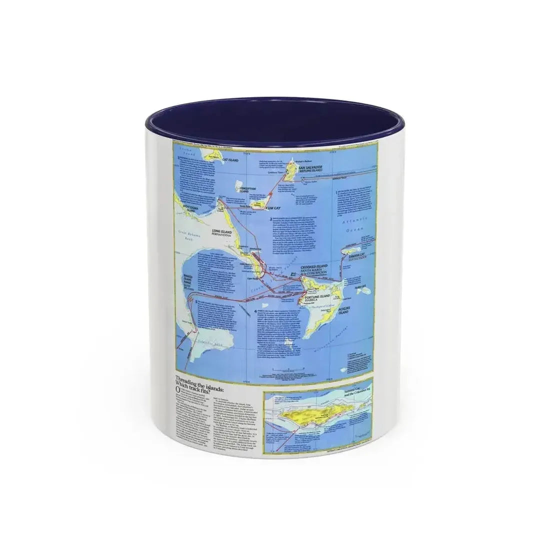 Americas - Threading the Island (1986) (Map) Accent Coffee Mug 11oz Navy - Go Mug Yourself