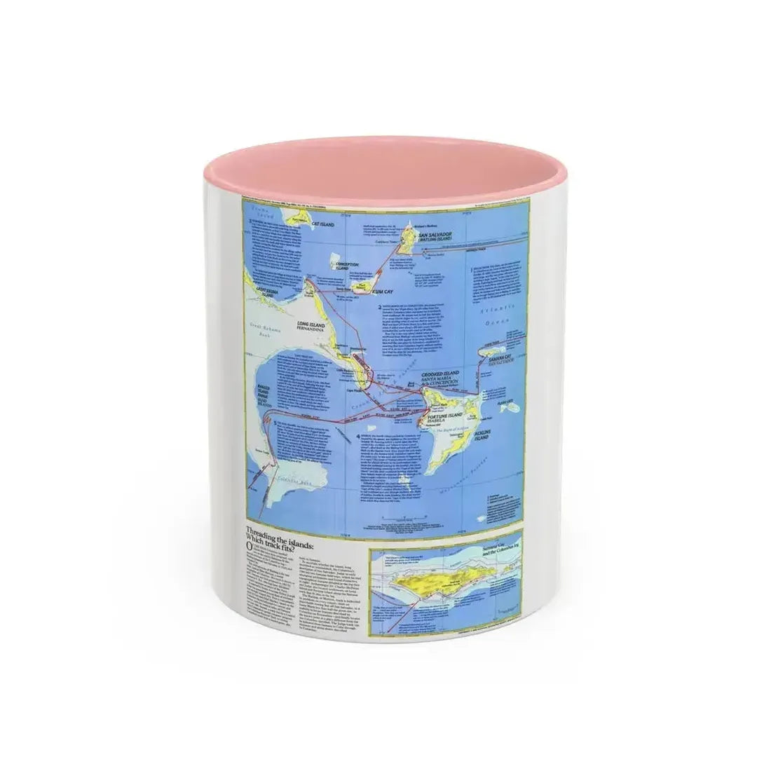 Americas - Threading the Island (1986) (Map) Accent Coffee Mug 11oz Pink - Go Mug Yourself