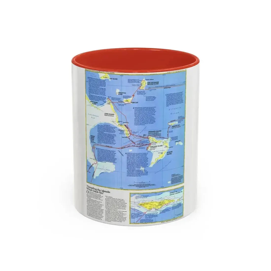 Americas - Threading the Island (1986) (Map) Accent Coffee Mug 11oz Red - Go Mug Yourself