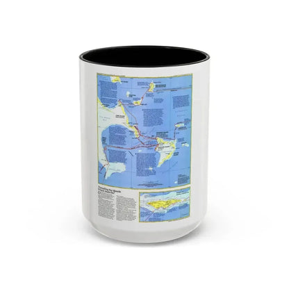 Americas - Threading the Island (1986) (Map) Accent Coffee Mug 15oz Black - Go Mug Yourself
