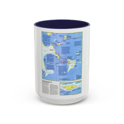 Americas - Threading the Island (1986) (Map) Accent Coffee Mug 15oz Navy - Go Mug Yourself