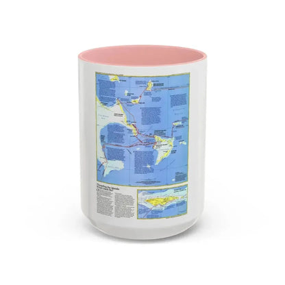 Americas - Threading the Island (1986) (Map) Accent Coffee Mug 15oz Pink - Go Mug Yourself