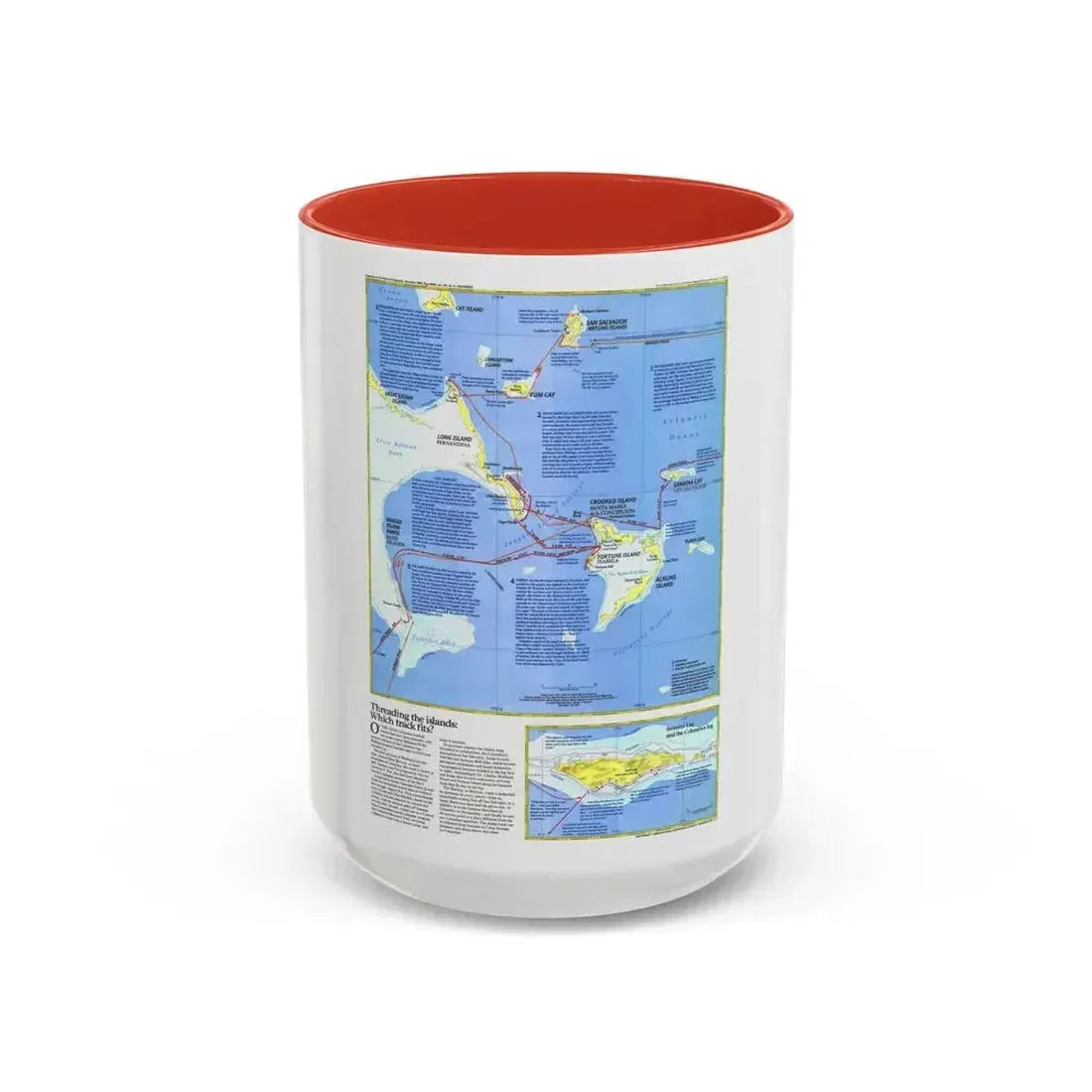 Americas - Threading the Island (1986) (Map) Accent Coffee Mug 15oz Red - Go Mug Yourself