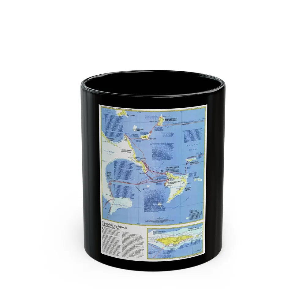 Americas - Threading the Island (1986) (Map) Black Coffee Mug-11oz-Go Mug Yourself