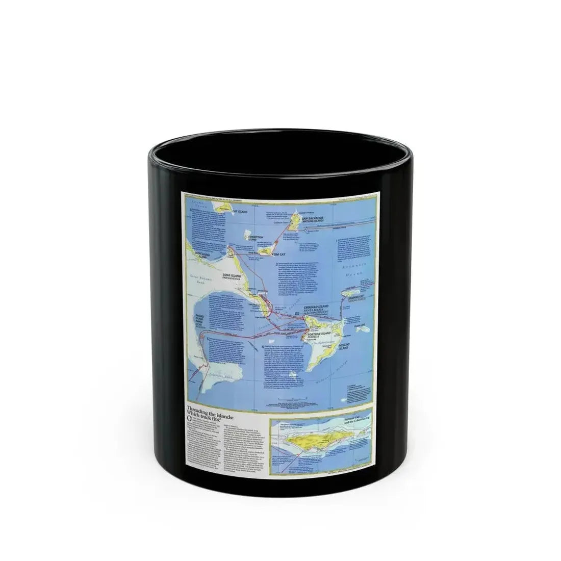 Americas - Threading the Island (1986) (Map) Black Coffee Mug 11oz - Go Mug Yourself