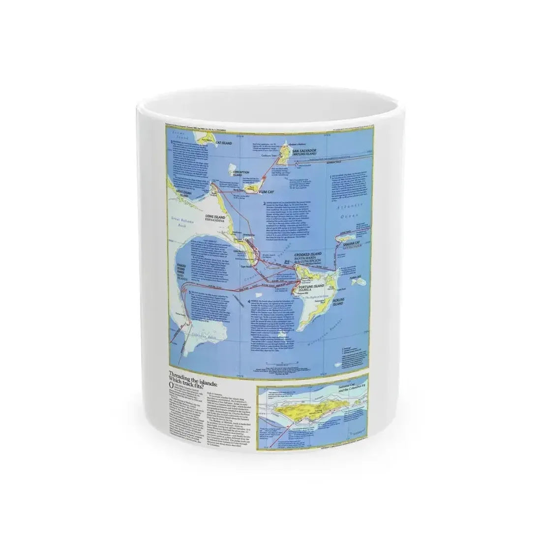 Americas - Threading the Island (1986) (Map) White Coffee Mug 11oz - Go Mug Yourself