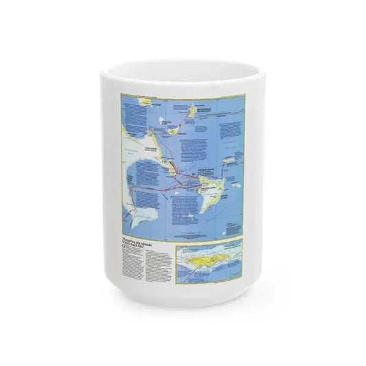 Americas - Threading the Island (1986) (Map) White Coffee Mug 15oz - Go Mug Yourself