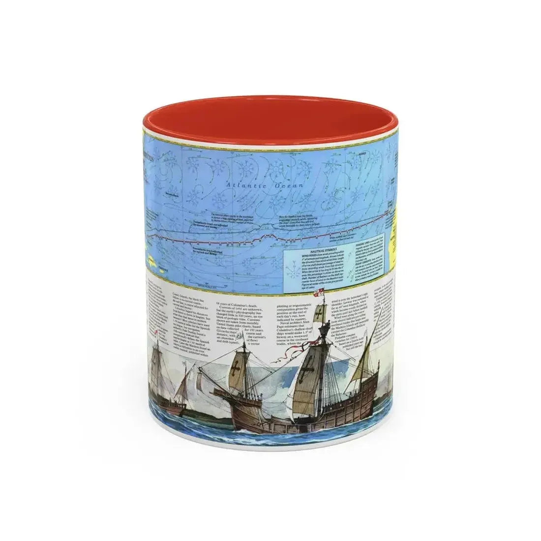 Americas - Where Did Columbus Discover America (1987) (Map) Accent Coffee Mug 11oz Red - Go Mug Yourself