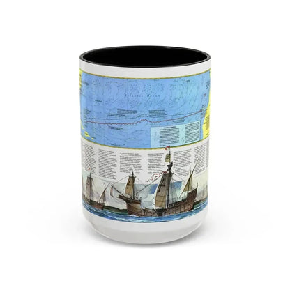 Americas - Where Did Columbus Discover America (1987) (Map) Accent Coffee Mug 15oz Black - Go Mug Yourself