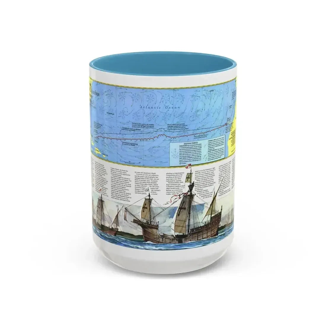 Americas - Where Did Columbus Discover America (1987) (Map) Accent Coffee Mug 15oz Light Blue - Go Mug Yourself