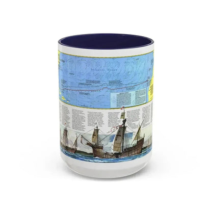 Americas - Where Did Columbus Discover America (1987) (Map) Accent Coffee Mug 15oz Navy - Go Mug Yourself