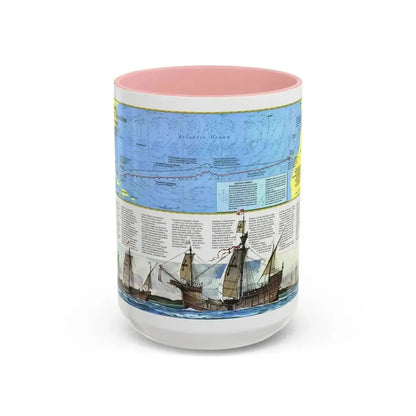 Americas - Where Did Columbus Discover America (1987) (Map) Accent Coffee Mug 15oz Pink - Go Mug Yourself