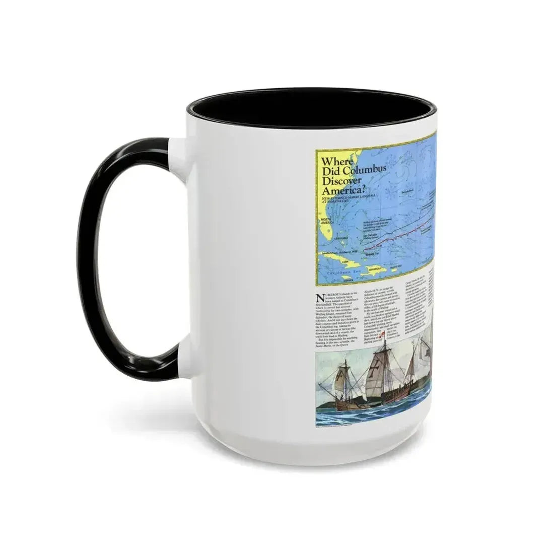 Americas - Where Did Columbus Discover America (1987) (Map) Accent Coffee Mug - Go Mug Yourself
