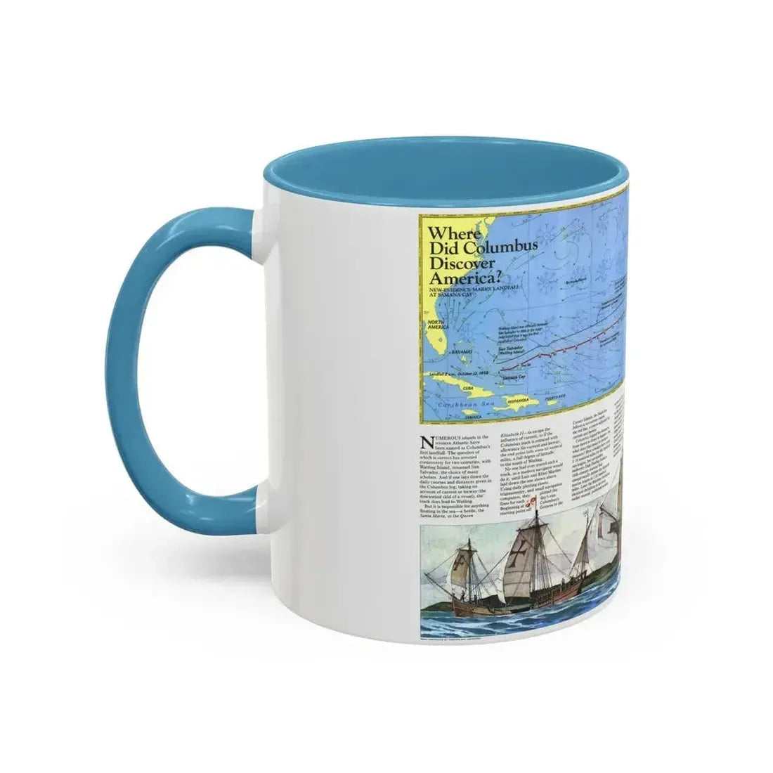 Americas - Where Did Columbus Discover America (1987) (Map) Accent Coffee Mug - Go Mug Yourself