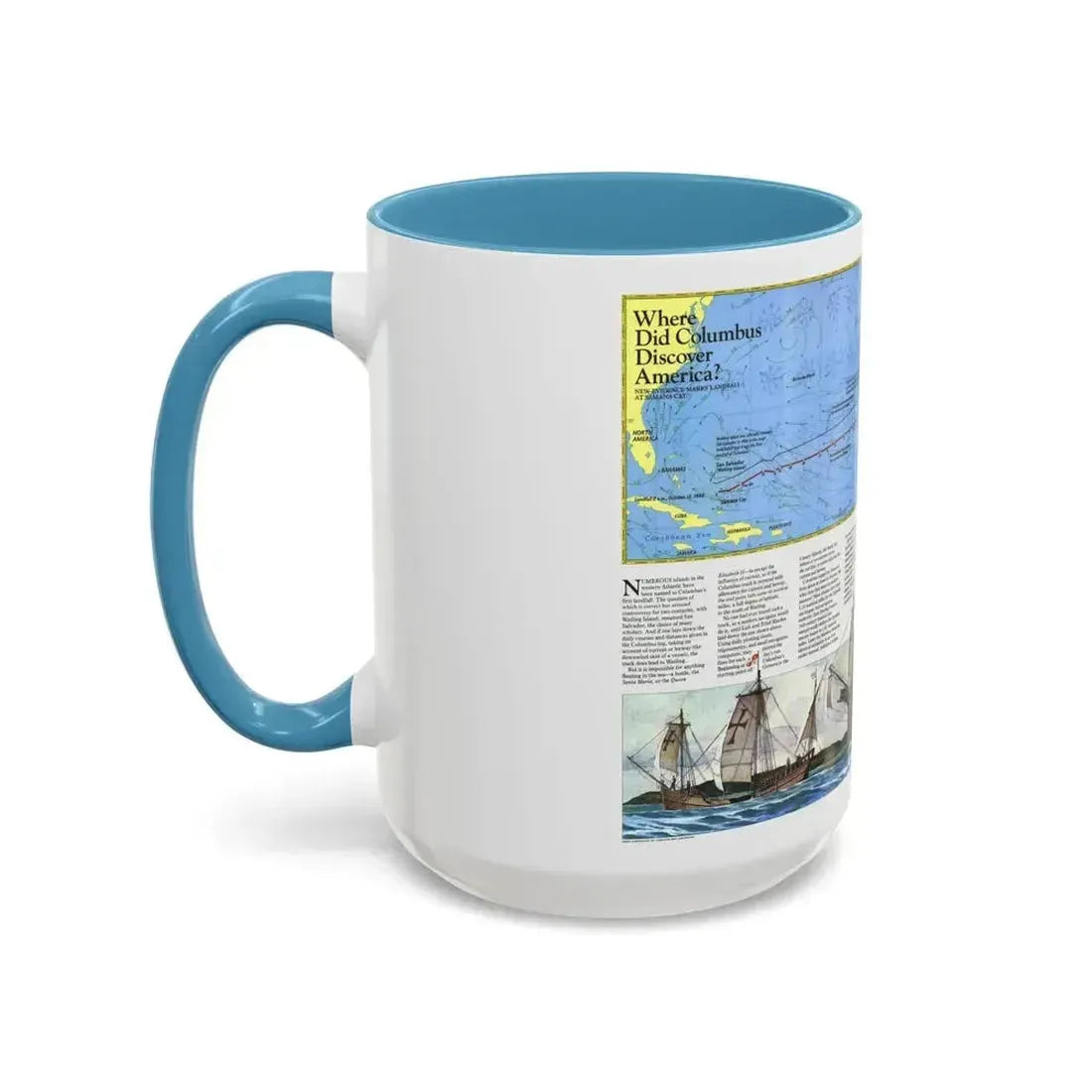 Americas - Where Did Columbus Discover America (1987) (Map) Accent Coffee Mug - Go Mug Yourself