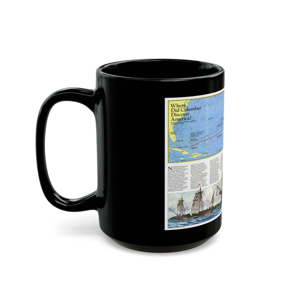 Americas - Where Did Columbus Discover America (1987) (Map) Black Coffee Mug-Go Mug Yourself