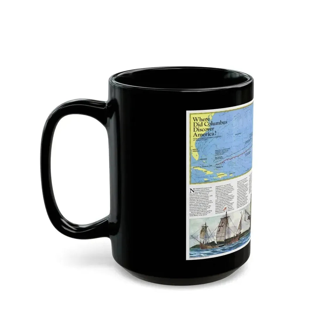 Americas - Where Did Columbus Discover America (1987) (Map) Black Coffee Mug - Go Mug Yourself