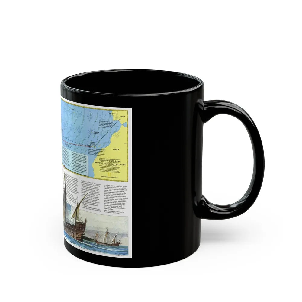 Americas - Where Did Columbus Discover America (1987) (Map) Black Coffee Mug-Go Mug Yourself