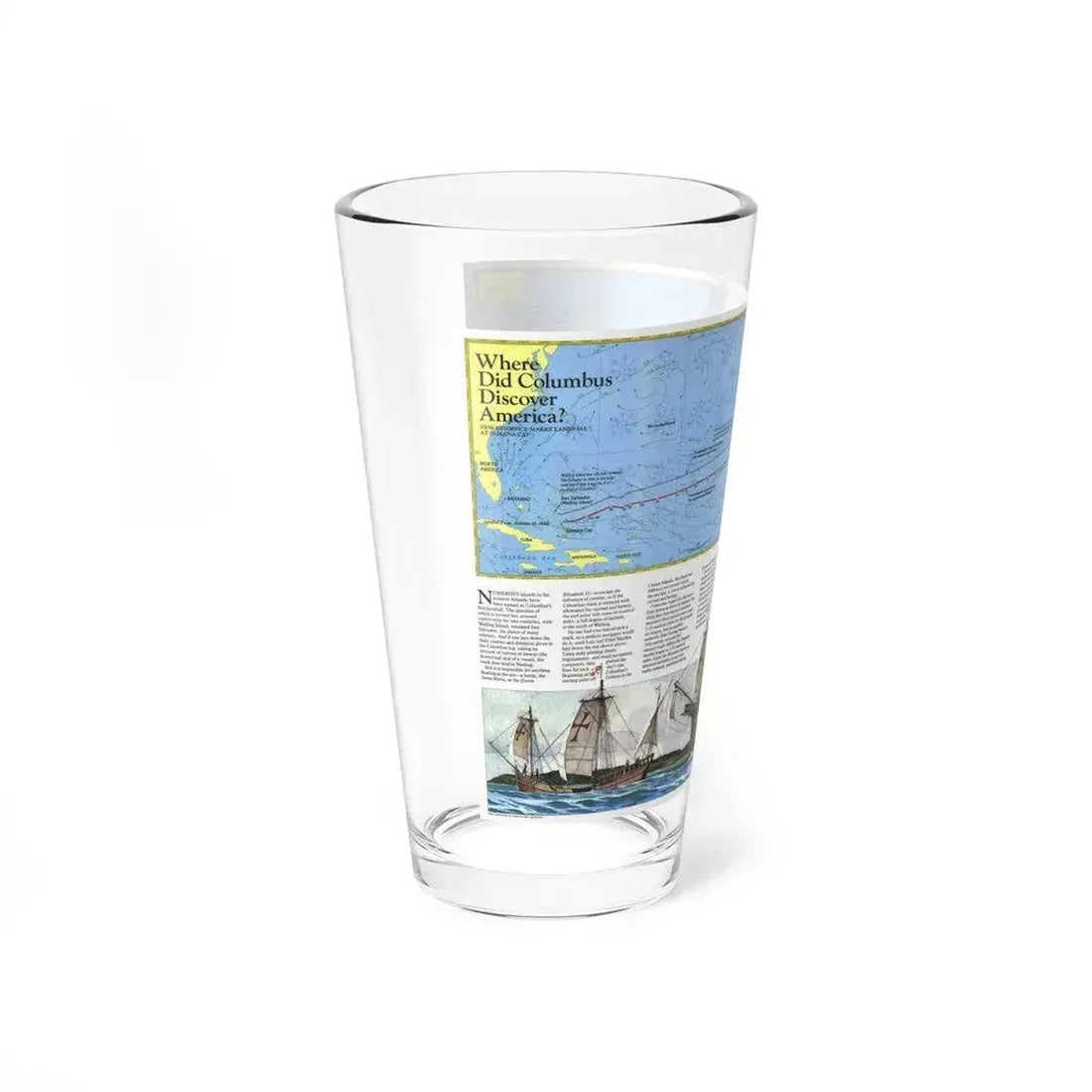 Americas - Where Did Columbus Discover America (1987) (Map) Pint Glass 16oz - Go Mug Yourself