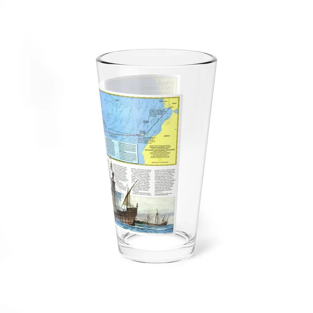 Americas - Where Did Columbus Discover America (1987) (Map) Pint Glass 16oz-Go Mug Yourself