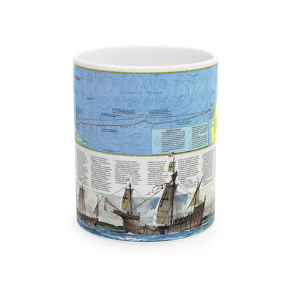 Americas - Where Did Columbus Discover America (1987) (Map) White Coffee Mug-11oz-Go Mug Yourself