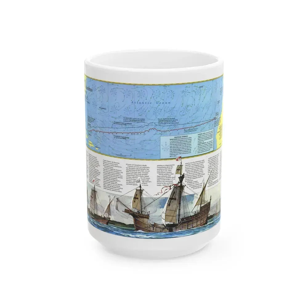 Americas - Where Did Columbus Discover America (1987) (Map) White Coffee Mug 15oz - Go Mug Yourself