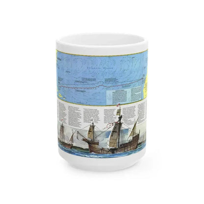 Americas - Where Did Columbus Discover America (1987) (Map) White Coffee Mug 15oz - Go Mug Yourself