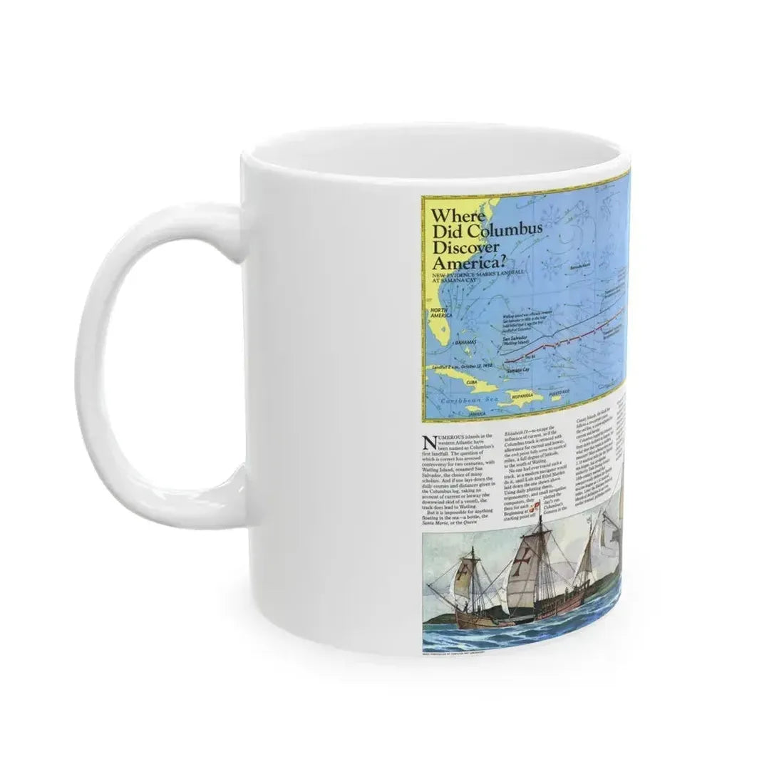 Americas - Where Did Columbus Discover America (1987) (Map) White Coffee Mug - Go Mug Yourself