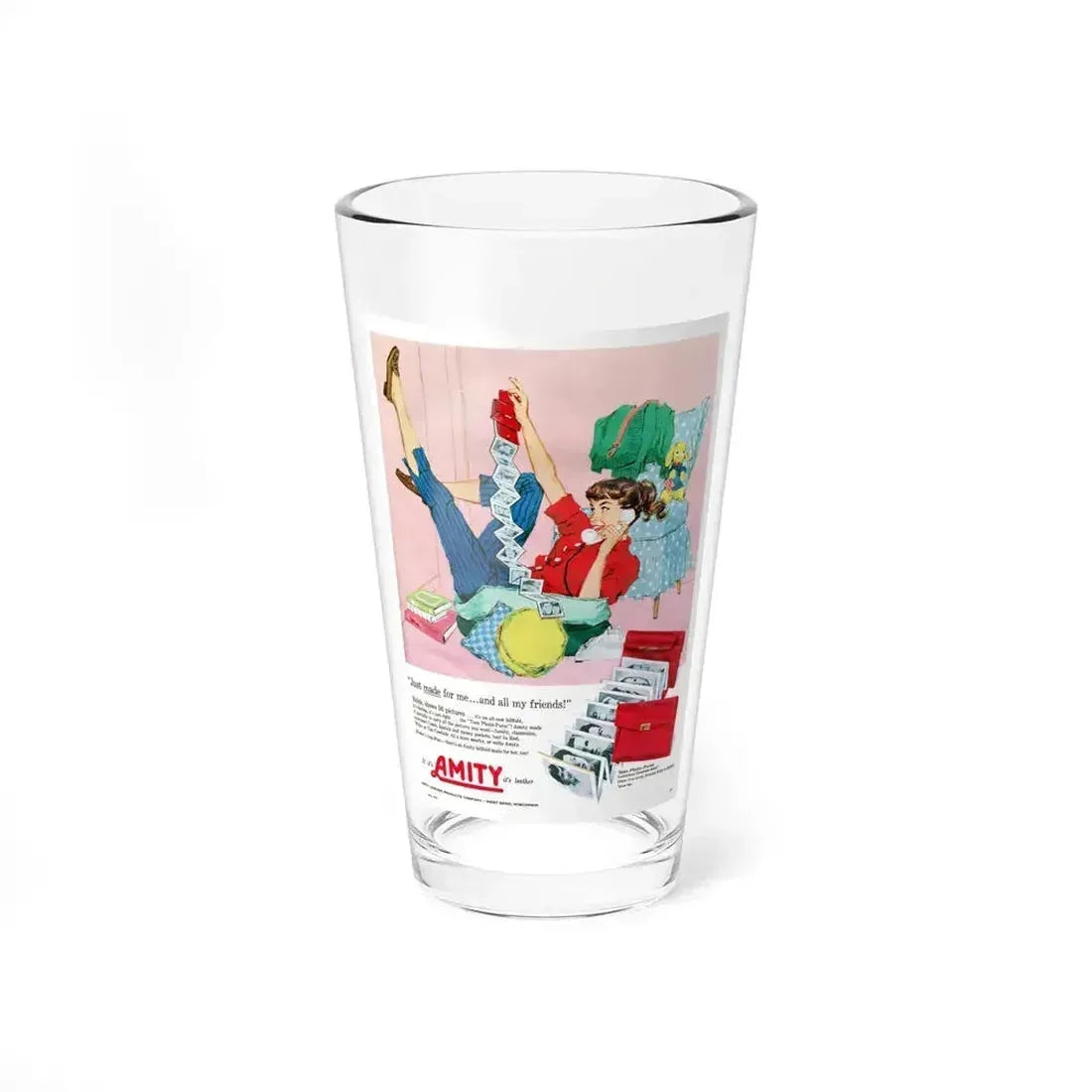 Amity advertisement, Seventeen magazine, May 1958 (Magazine Illustration) Pint Glass 16oz 16oz - Go Mug Yourself