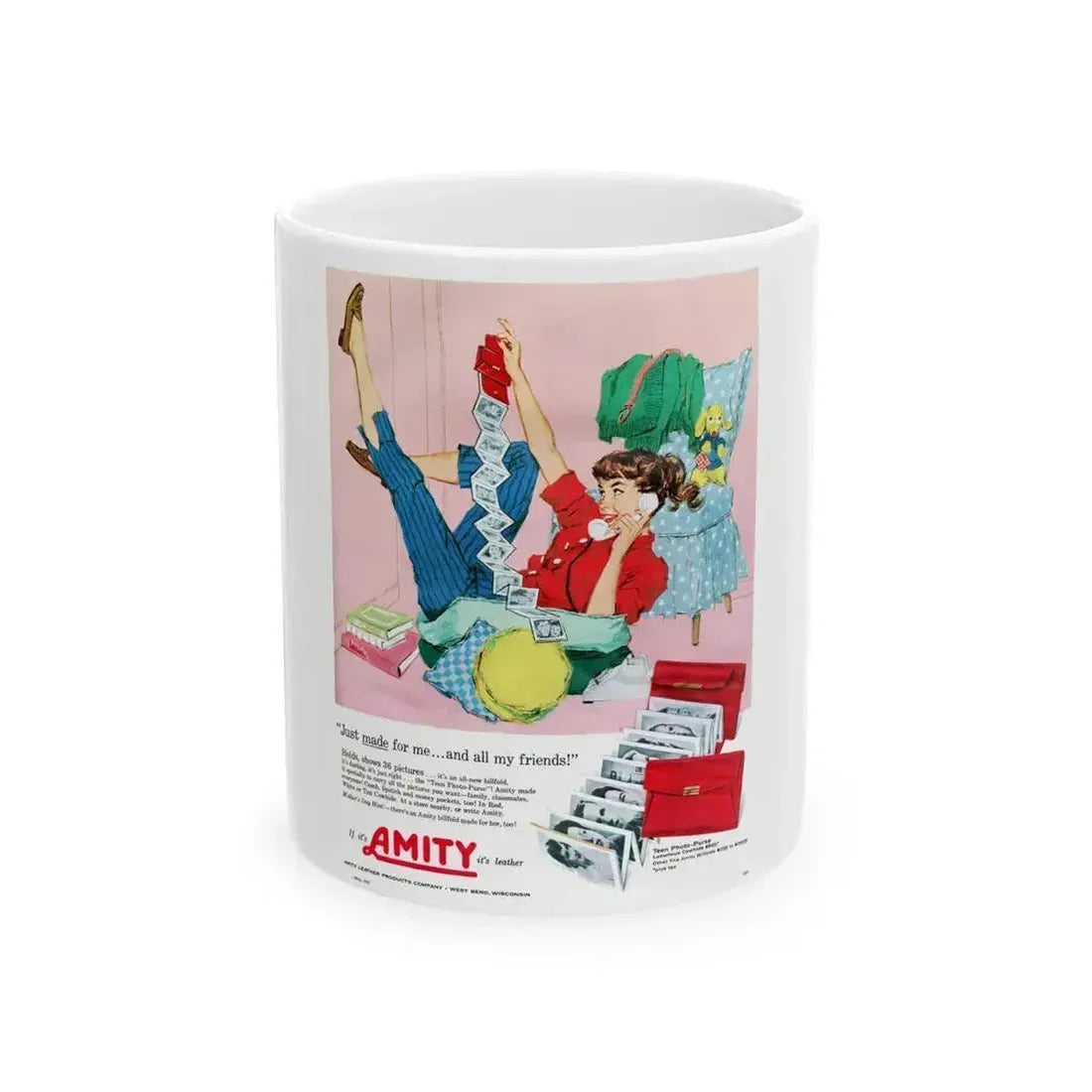Amity advertisement, Seventeen magazine, May 1958 - White Coffee Mug 11oz - Go Mug Yourself