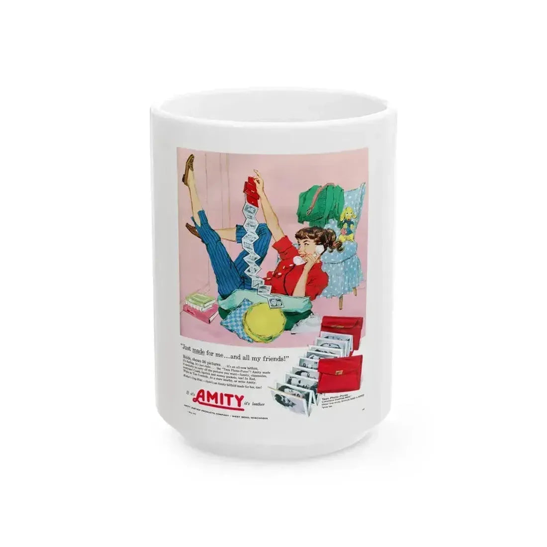 Amity advertisement, Seventeen magazine, May 1958 - White Coffee Mug 15oz - Go Mug Yourself