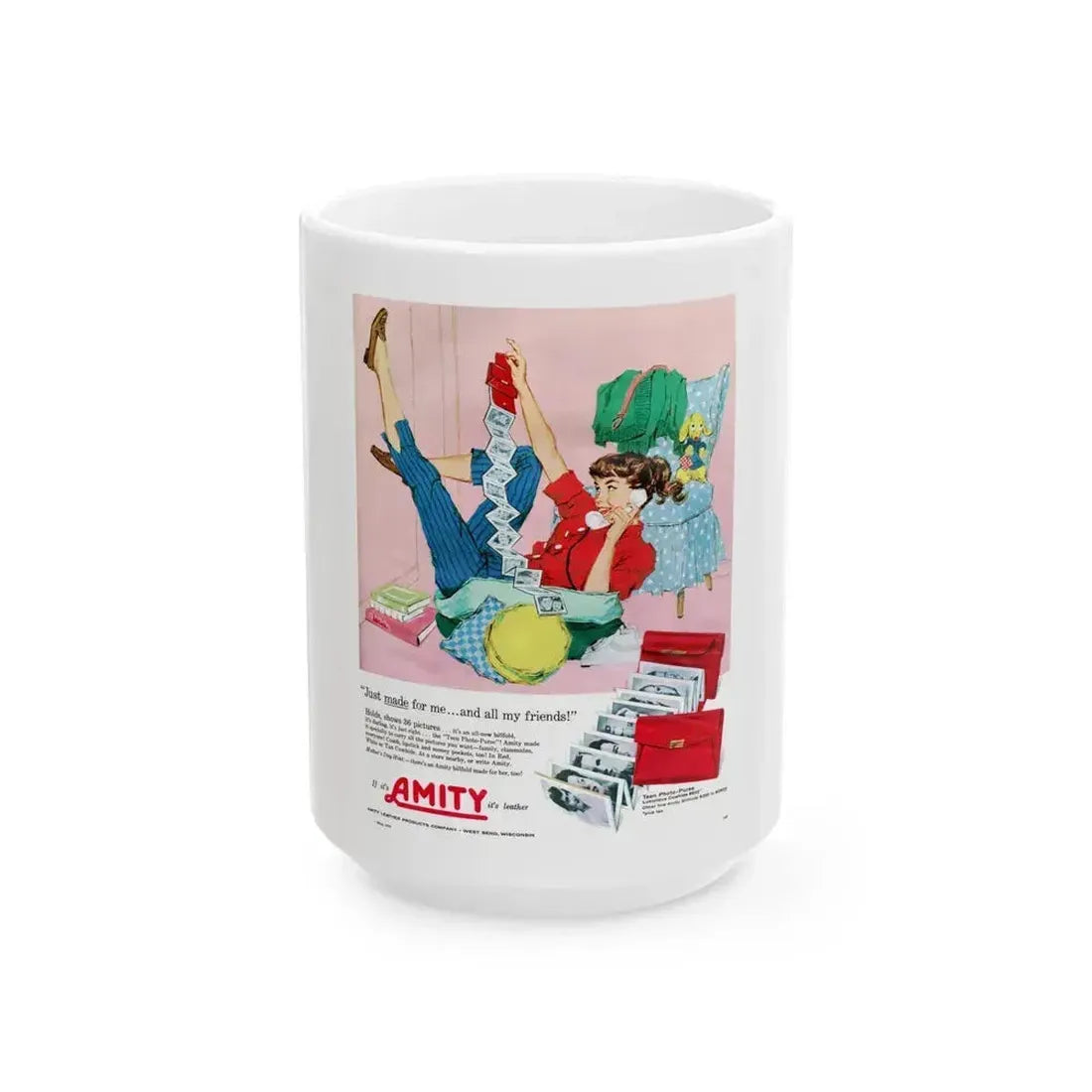 Amity advertisement, Seventeen magazine, May 1958 - White Coffee Mug 15oz - Go Mug Yourself