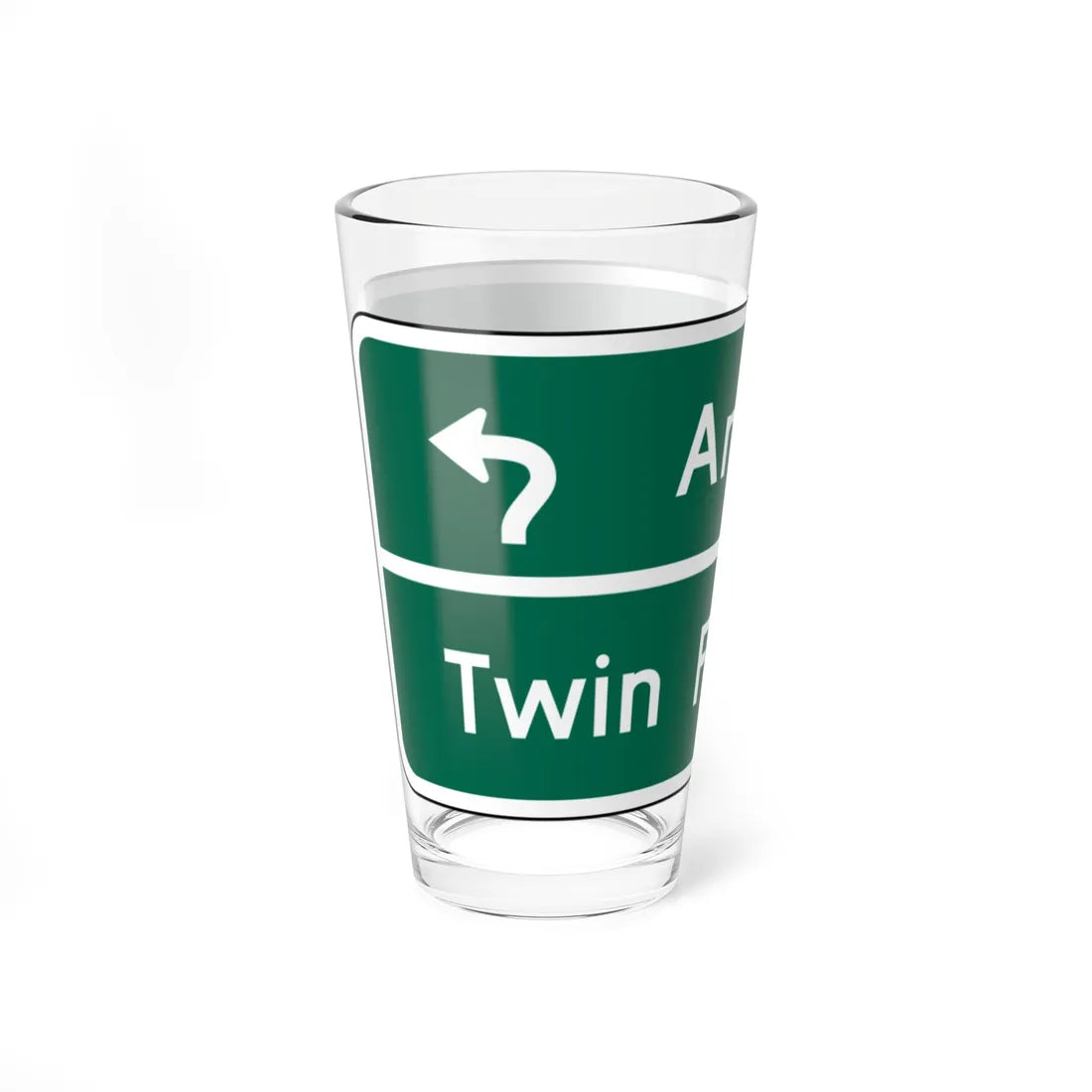 Amity Twin Falls MUTCD D1-2d (Idaho) (Road Sign) Pint Glass 16oz - Go Mug Yourself