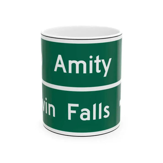 Amity Twin Falls MUTCD D1-2d (Idaho) (Road Sign) White Coffee Mug 11oz - Go Mug Yourself