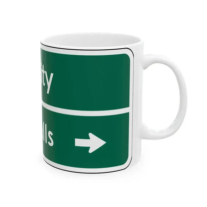 Amity Twin Falls MUTCD D1-2d (Idaho) (Road Sign) White Coffee Mug - Go Mug Yourself