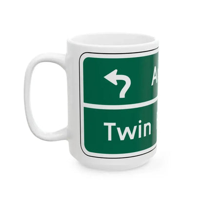 Amity Twin Falls MUTCD D1-2d (Idaho) (Road Sign) White Coffee Mug - Go Mug Yourself